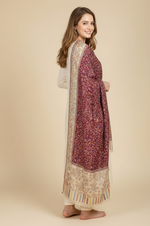 The Amritsar Store Kashmiri Jaal Weave Shawl with Floral Motifs