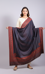 Kashmiri Shawl For Women, Lightweight Shawl With Four Side Border & Paisley Design Weaved With Wool, Shawl For Women