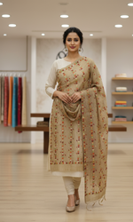 Phulkari Dupatta Hand Embroidered with Multicolor thread on Brown