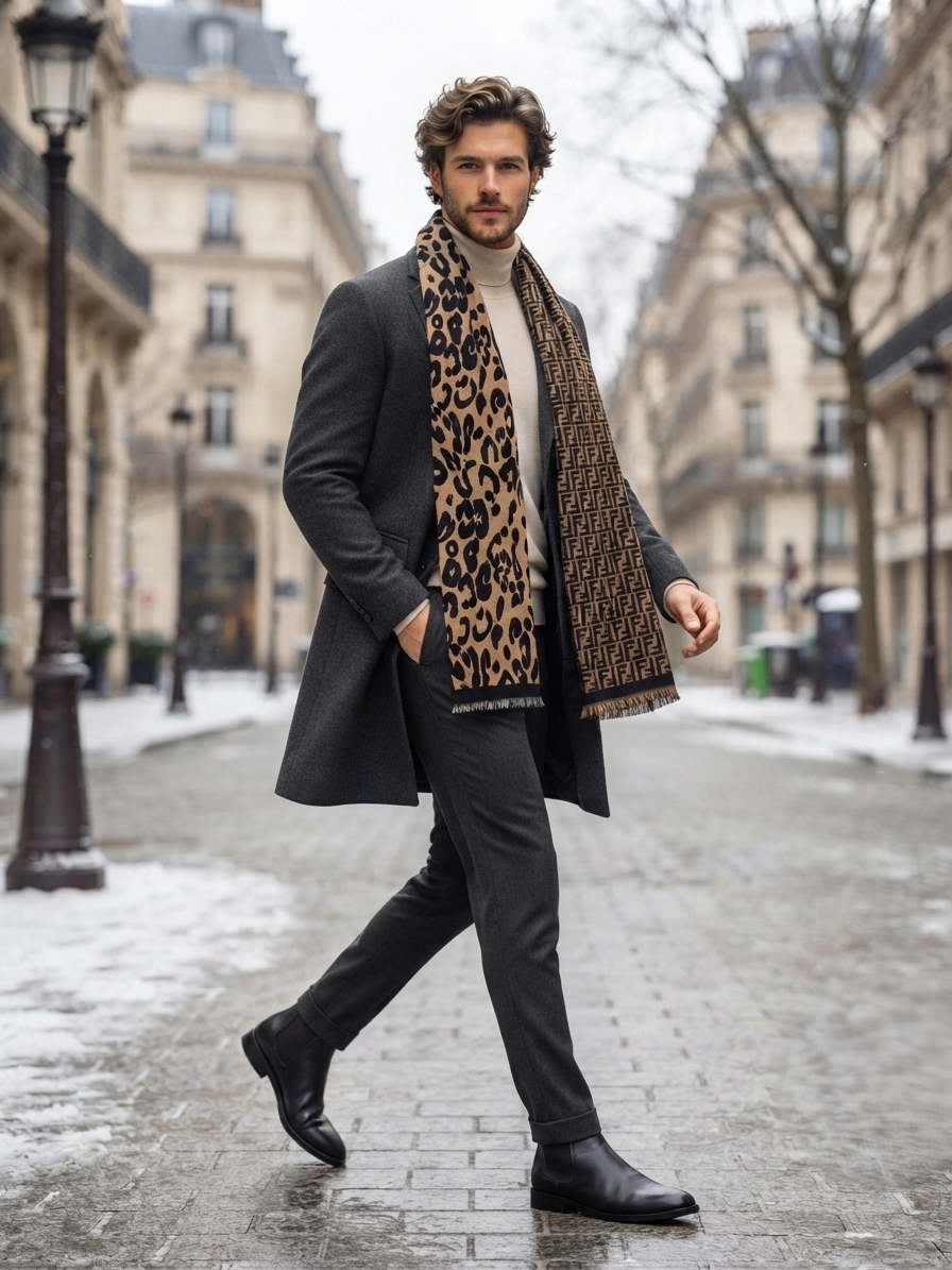 The Amritsar Store Leopard Print and Fendi-inspired Scarf (Reversible) Unisex Scarf