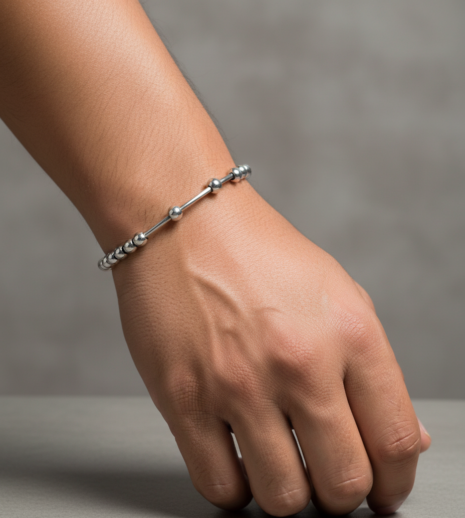 Simran beads Stainless Steel Kada (27 beads) by The Amritsar Store