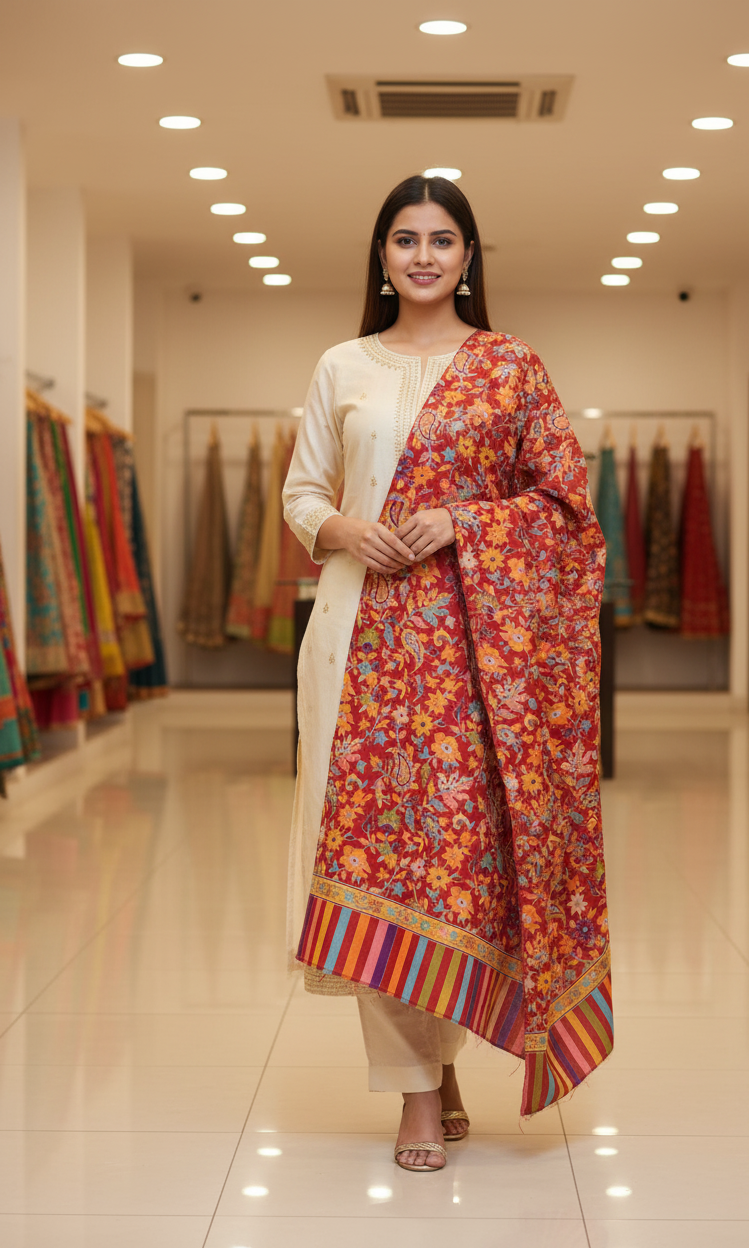 The Amritsar Store "Kalamkari Shawl – Handcrafted Traditional Art "