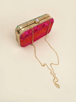 Phulkari Clutch – Multicolor Traditional Punjabi Clutch with Golden Chain