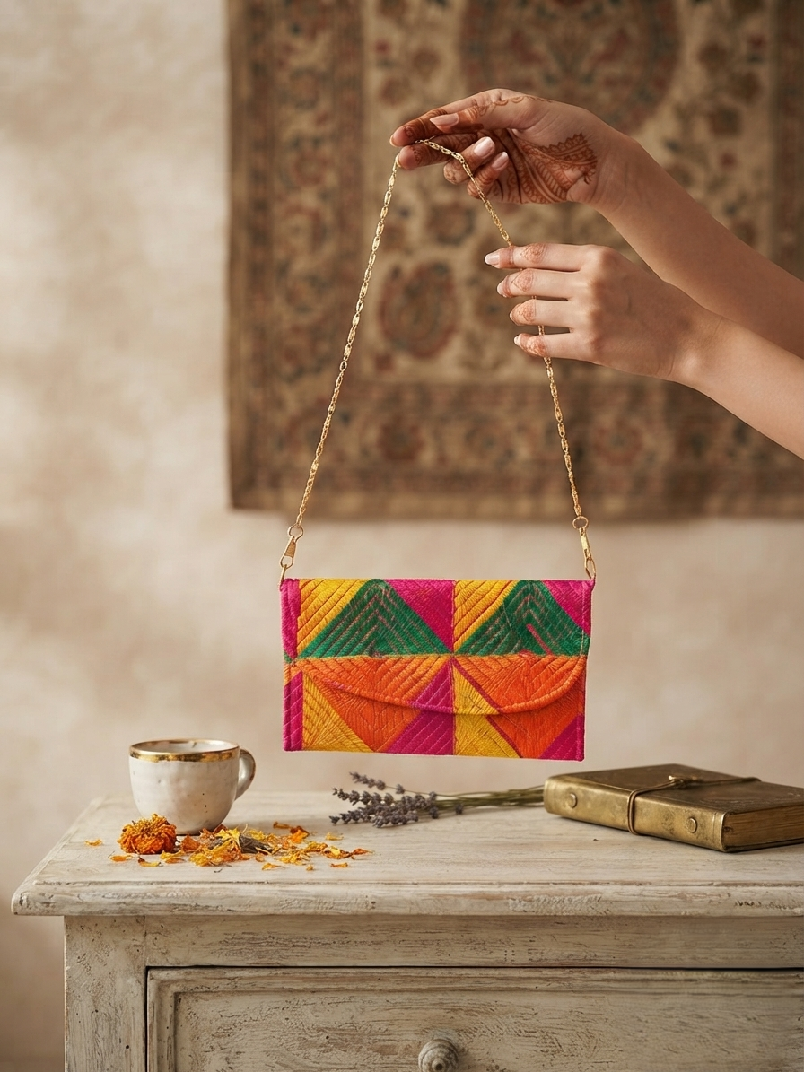 Phulkari Embroidered Wallet for Women | The Amritsar Store