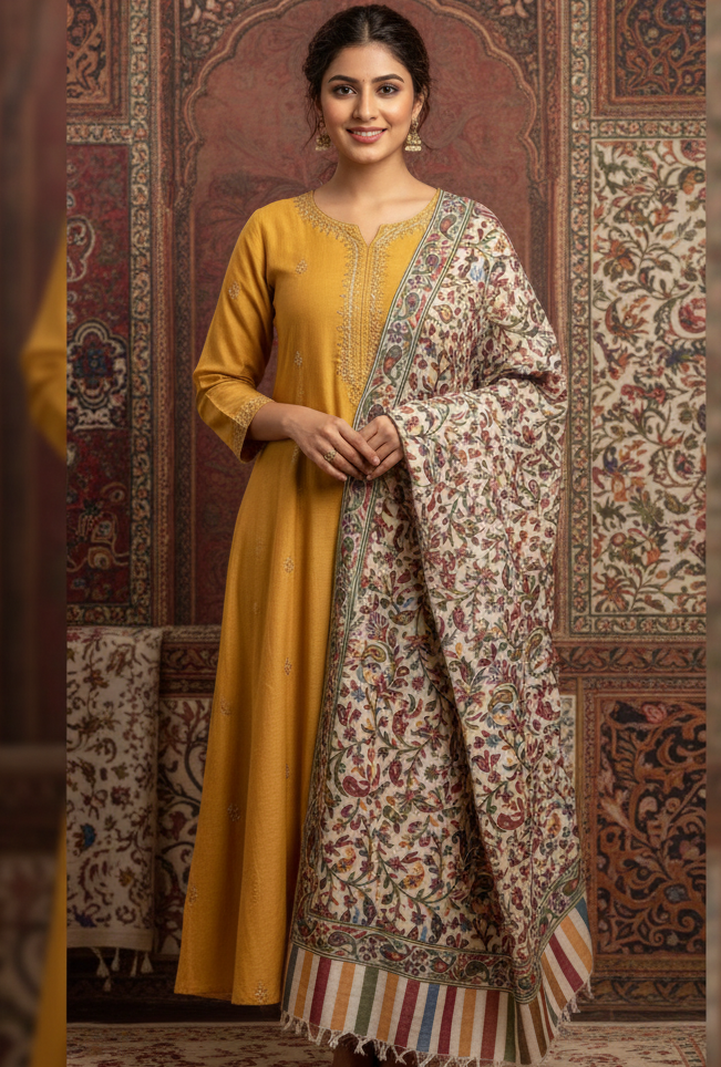 The Amritsar Store Womens Elegant Multicolor Floral Paisley Shawl