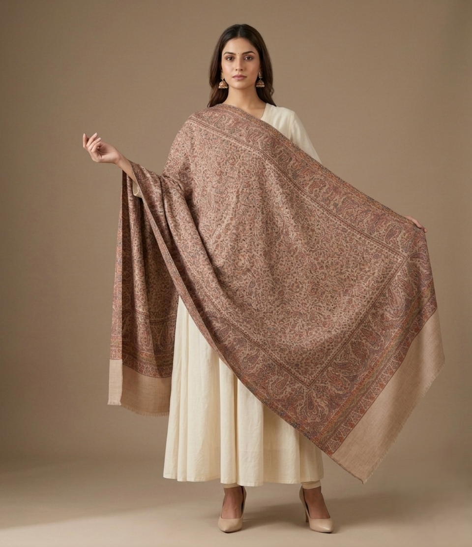 The Amritsar Store Jaal Weave Shawl, Intricate Paisley, Shawl For Women