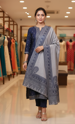 Kashmiri Shawl For Women, Lightweight Shawl With Four Side Border & Paisley Design Weaved With Wool, Shawl For Women