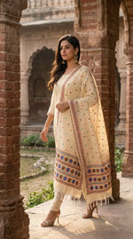Phulkari Dupatta -Hand Embroidered in lemon Color |The Amritsar Store - The Amritsar Store