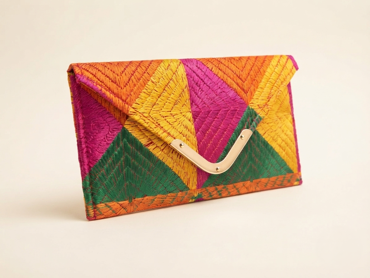Multicolor Phulkari Embroidered Clutch Wallet for Women |The Amritsar Store