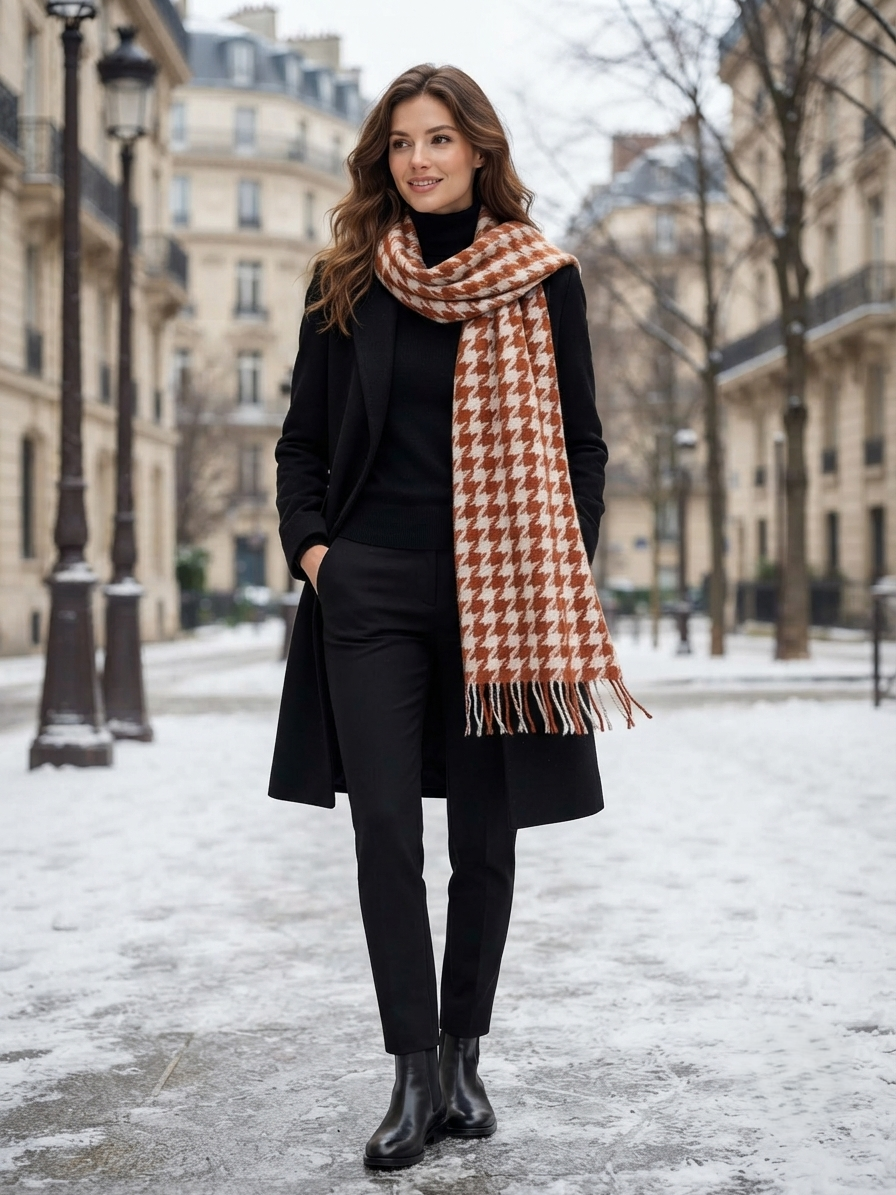 Brown & White Geometric Pattern Scarf for Men & Women | The Amritsar Store