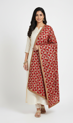The Amritsar Store Phulkari Dupatta with Geometric Embroidery