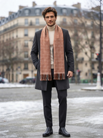 Brown & White Geometric Pattern Scarf for Men & Women | The Amritsar Store
