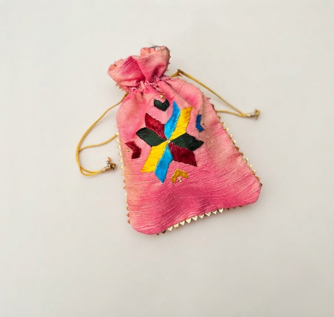 Phulkari Potli – Hand Embroidered Punjabi Potli Bag | The Amritsar Store