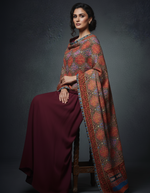 The Amritsar Store Handcrafted Kashmiri Floral Stole – Multicolor Traditional Embroidery with Striped Tassels