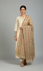 Phulkari Dupatta Hand Embroidered with Multicolor thread on Brown