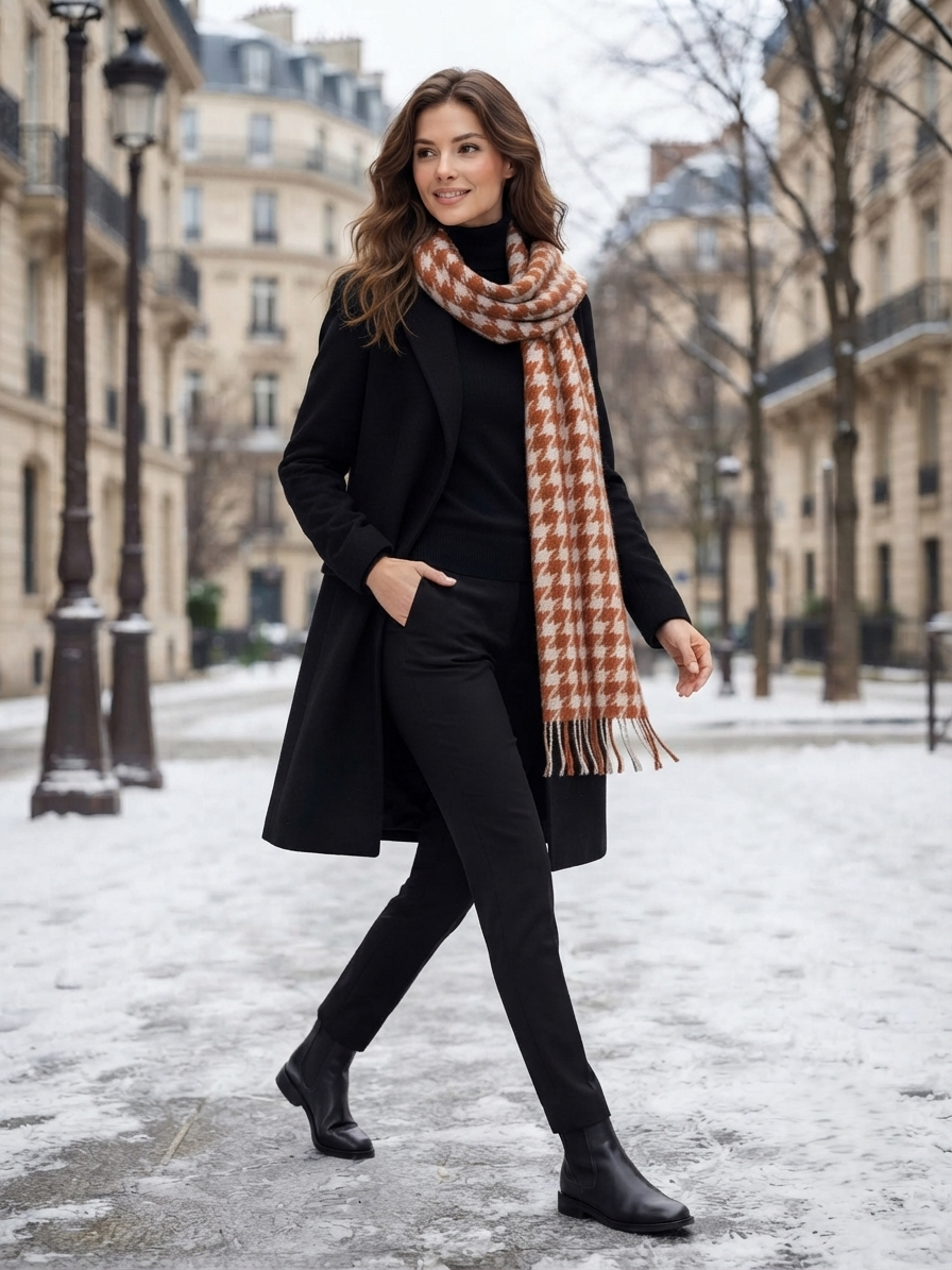 Brown & White Geometric Pattern Scarf for Men & Women | The Amritsar Store