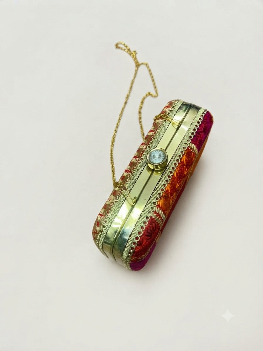 Phulkari Clutch Bag – Multicolor Embroidered Punjabi Clutch | The Amritsar Store