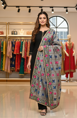 Sophisticated All Season GreyPhulkari Dupatta by The Amritsar Store