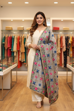 Sophisticated All Season GreyPhulkari Dupatta by The Amritsar Store