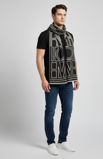 ModernShawl – Soft Black & White Geometric Wrap