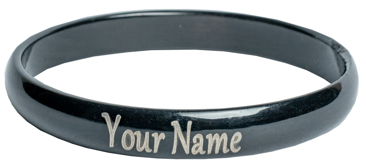 CUSTOMIZED Mens Kada Black painted, Laser Marked with personal message by The Amritsar Store