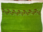 Phulkari Hand Embroidered Stole in green with Magenta Border | The Amritsar store