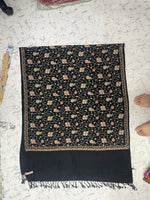 The Amritsar Store Womens Black Hand Embroidered Stole – Elegant Wool Wrap for Women