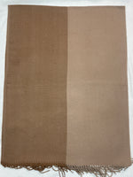 Elegant Camel Brown Two-Tone Winter Scarf – Soft Cozy Wrap with Fringed Edges