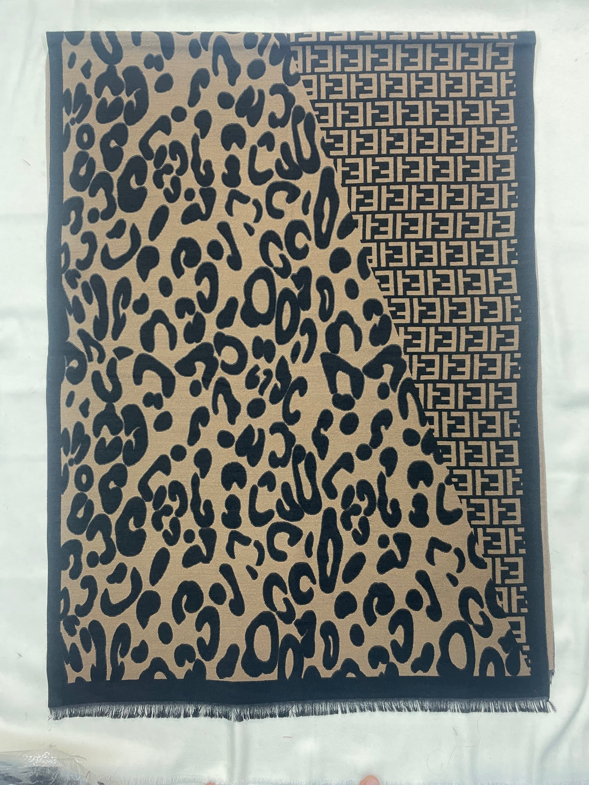 Leopard Print and Fendi-inspired Scarf (Reversible)