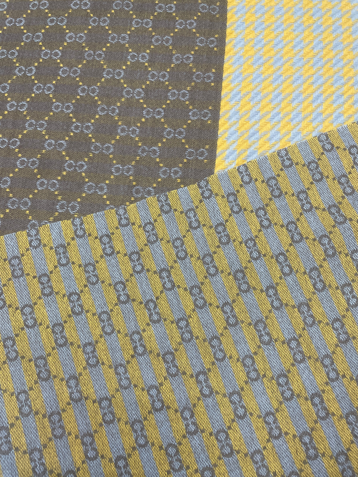 Two-Tone Houndstooth and Double-G Pattern Scarf (Reversible )