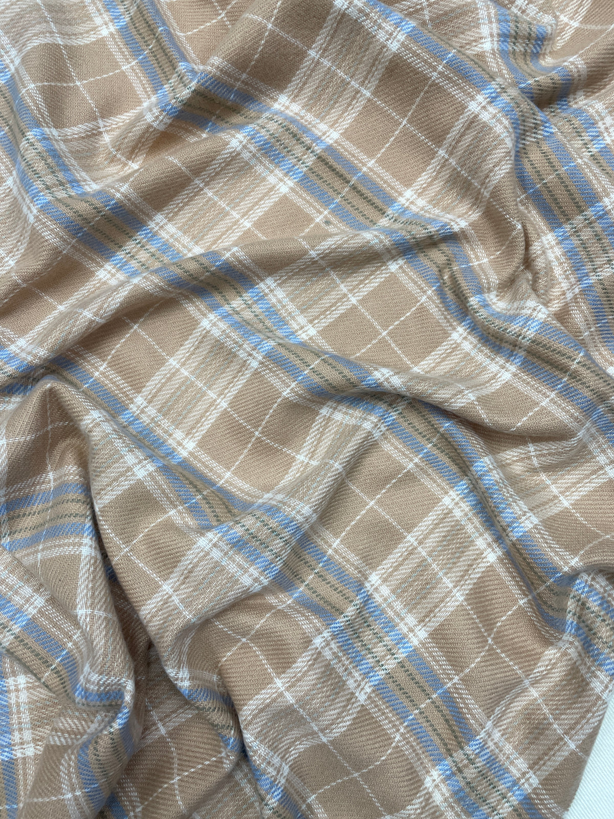 Classic Brown & Blue Checkered Shawl – Soft Winter Wrap with Fringe Detailing