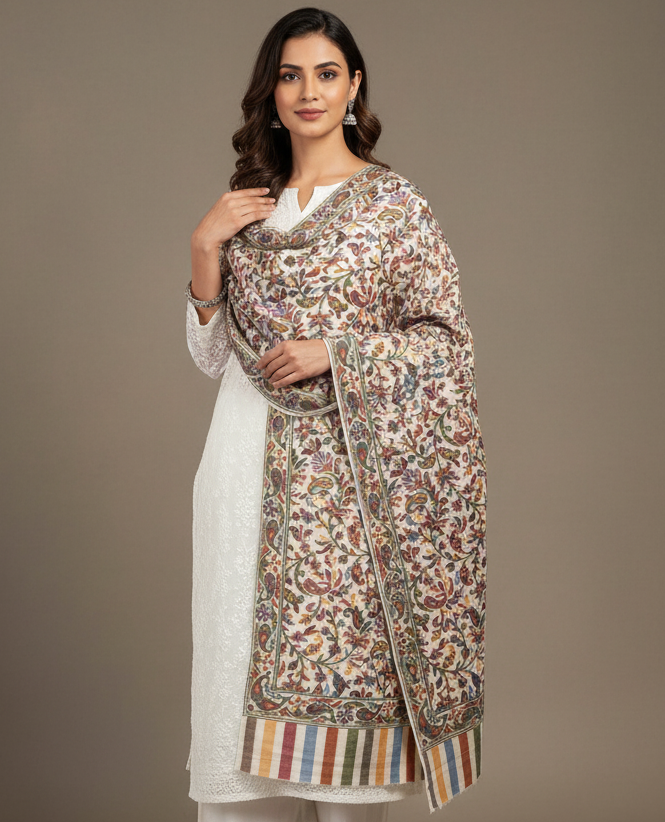The Amritsar Store Womens Elegant Multicolor Floral Paisley Shawl