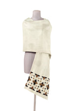 Phulkari Hand-Embroidered Cream Stole with geometric Pattern – Ethnic Wrap