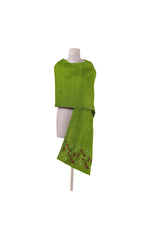 Phulkari Hand Embroidered Stole in green with Magenta Border | The Amritsar store