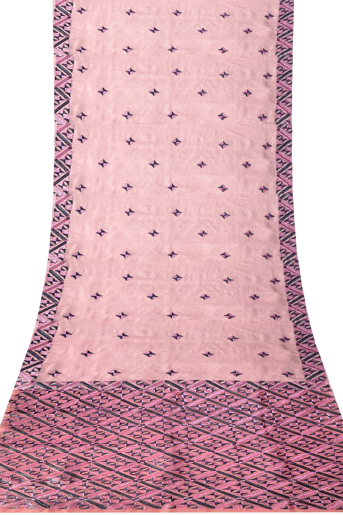 Elegant Pink Phulkari Saree with Hand Embroidery