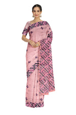 Elegant Pink Phulkari Saree with Hand Embroidery