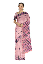 Elegant Pink Phulkari Saree with Hand Embroidery