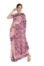 Elegant Pink Phulkari Saree with Hand Embroidery