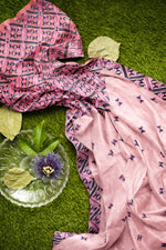 Elegant Pink Phulkari Saree with Hand Embroidery