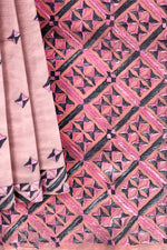 Elegant Pink Phulkari Saree with Hand Embroidery
