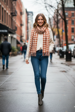 The Amritsar Store Brown & White Patterned Scarf