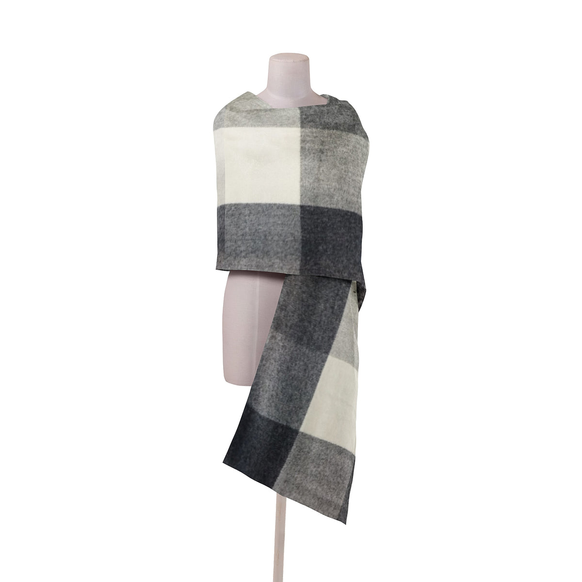 The Amritsar Store Classic Black & White Check Wool Scarf