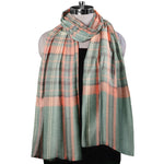 The Amritsar Store Classic Green, Rust & Beige Check Wool Scarf