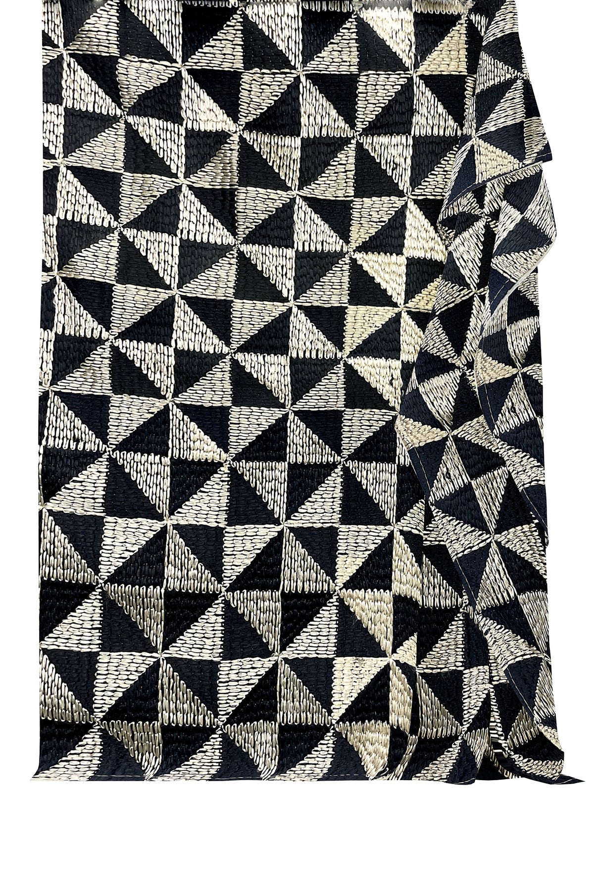 Phulkari dupatta with geometric embroidery & four side golden gotta on borders