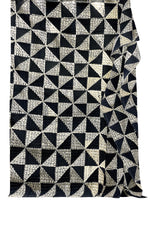 Phulkari dupatta with geometric embroidery & four side golden gotta on borders