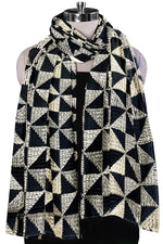 Phulkari dupatta with geometric embroidery & four side golden gotta on borders