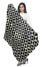 Phulkari dupatta with geometric embroidery & four side golden gotta on borders