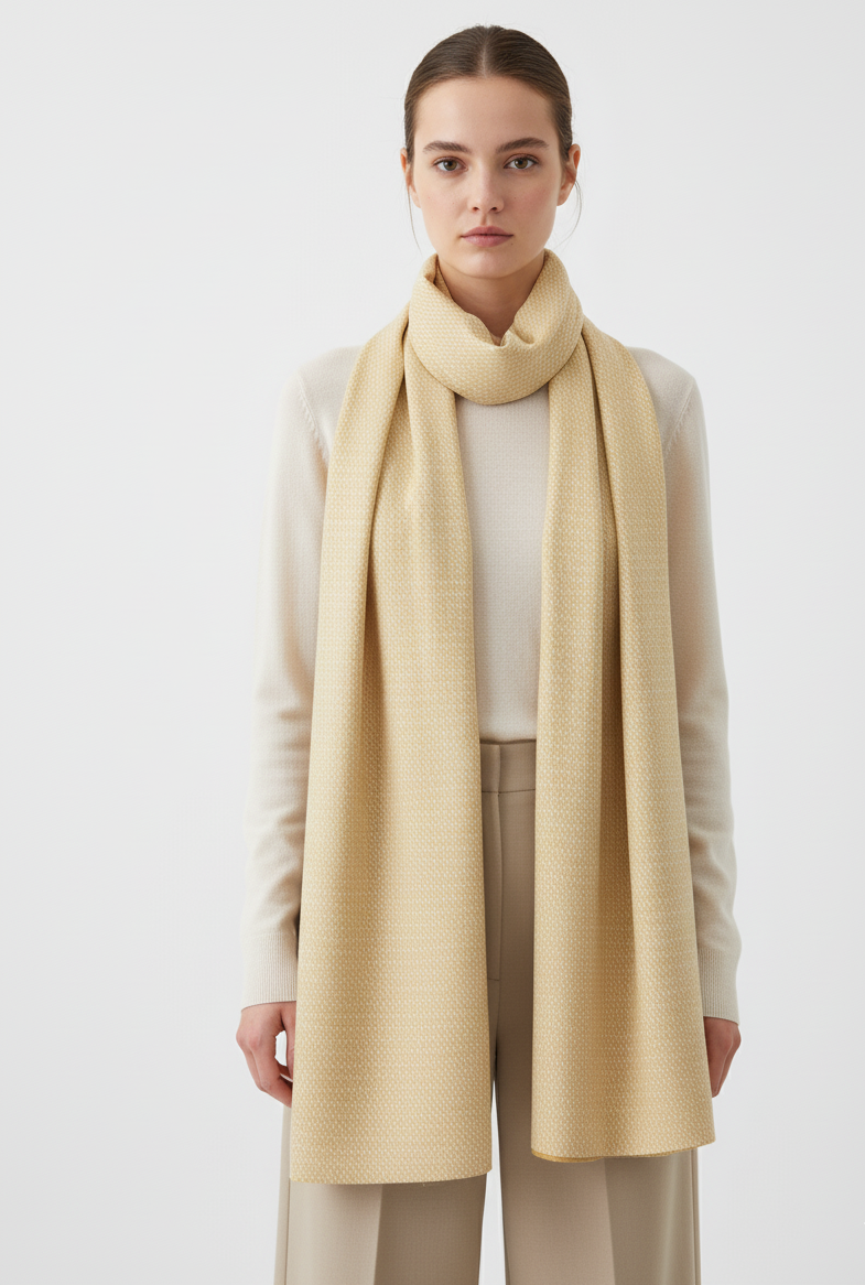 "Golden Yellow Textured Scarf, Soft and Elegant Winter Wrap for Men and Women by The Amritsar Store