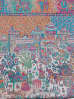 Kani shawl with Mughal Darbar palace, royal procession, and garden motifs in intricate multicolor story weave by The Amritsar Store