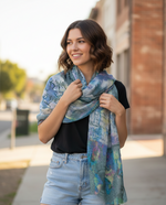 Los Angeles Folk Festival Scarf by The Amritsar Store featuring vibrant bohemian patterns, soft fabric, and lightweight all-season comfort for women.
